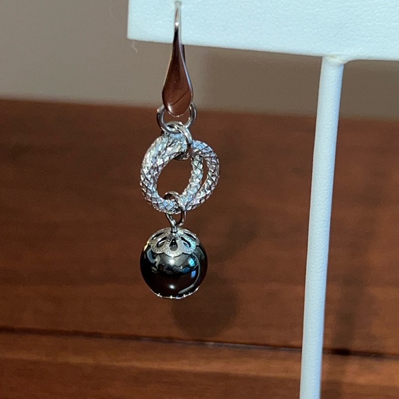 Simona Collini Stainless Steel & Hematite Dangle Pierced Earrings Never Worn - Picture 4 of 10